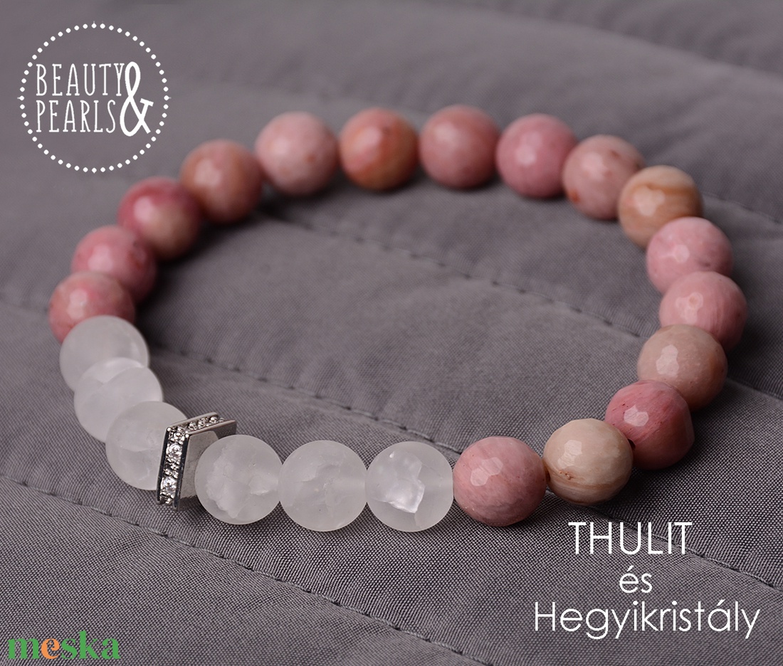 Thulit és hegyikristály 8 mm - ékszer - karkötő - ásványkarkötő - Meska.hu Thulit és hegyikristály 8 mm - ékszer - karkötő - ásványkarkötő - Meska.hu