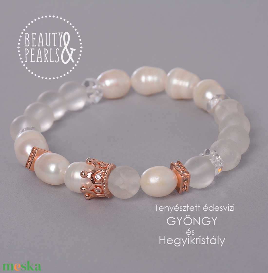 GYÖNGY édesvizi tenyésztett gyöngy és hegyikristály - ékszer - karkötő - gyöngyös karkötő - Meska.hu GYÖNGY édesvizi tenyésztett gyöngy és hegyikristály - ékszer - karkötő - gyöngyös karkötő - Meska.hu