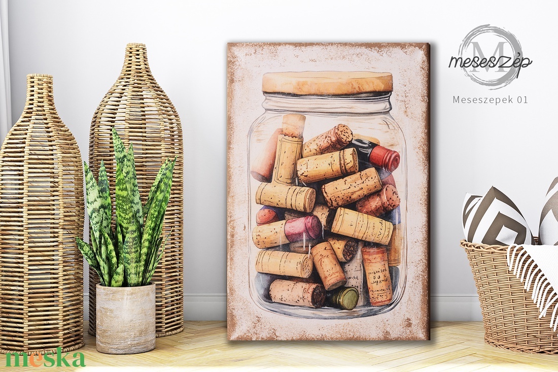 Vászonkép 21x30  Bor, mámor...parafadugók - otthon & életmód - dekoráció - kép & falikép - vászonkép - Meska.hu