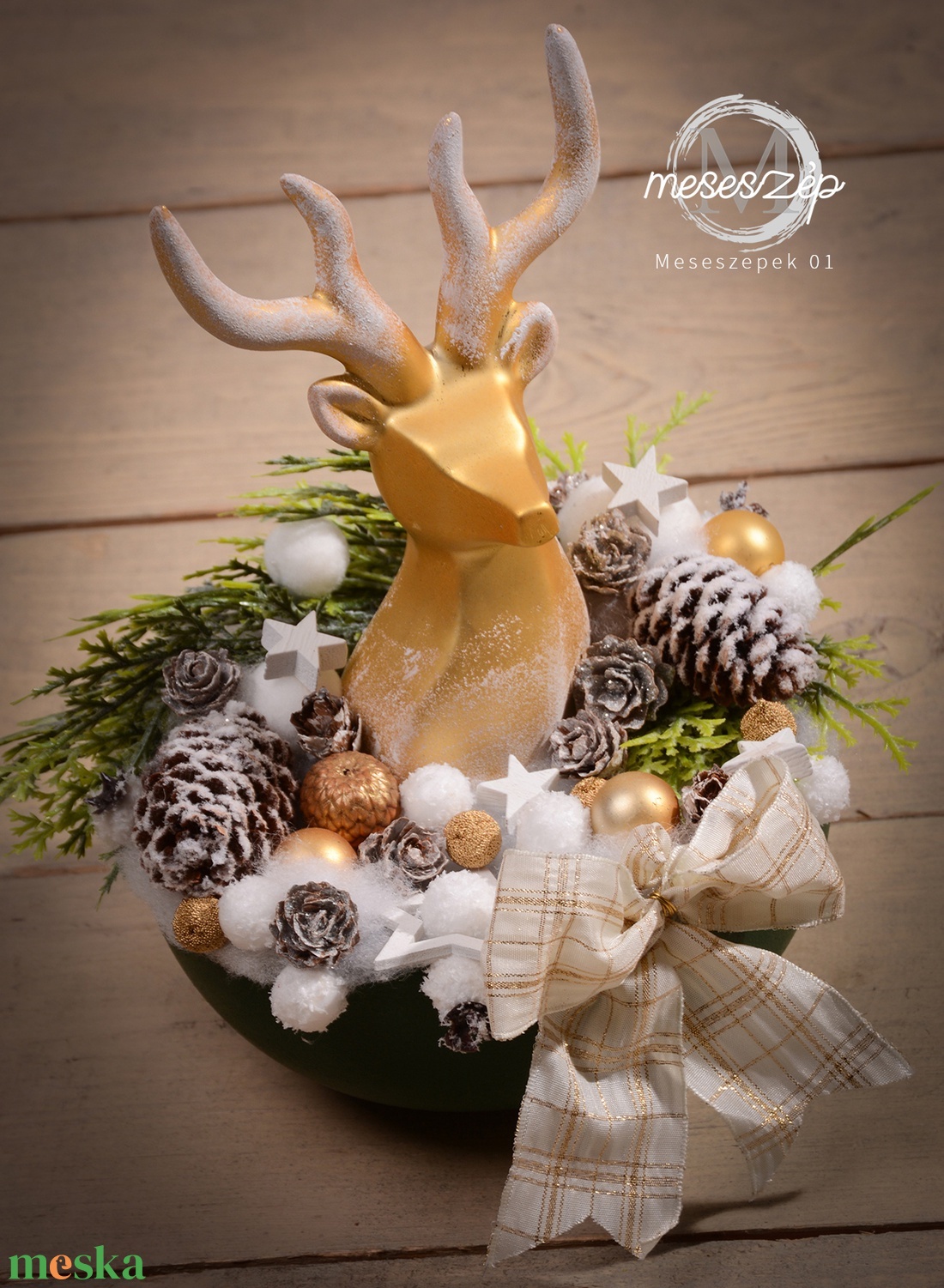 Karácsonyi rénszarvas asztaldísz - karácsony - karácsonyi lakásdekoráció - karácsonyi lakásdíszek - Meska.hu