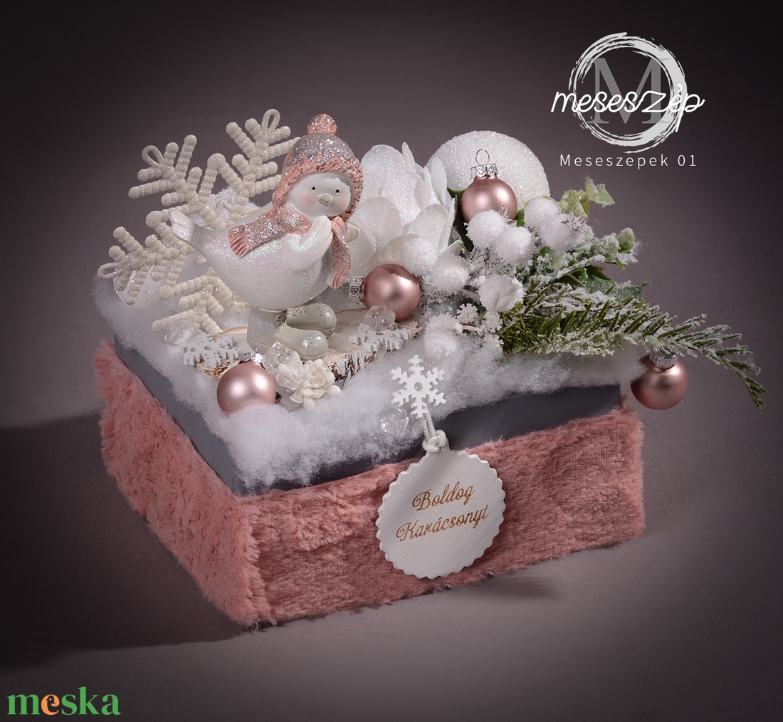 Téli madárka karácsonyi  asztaldísz - karácsony - karácsonyi lakásdekoráció - ünnepi asztaldekoráció - Meska.hu