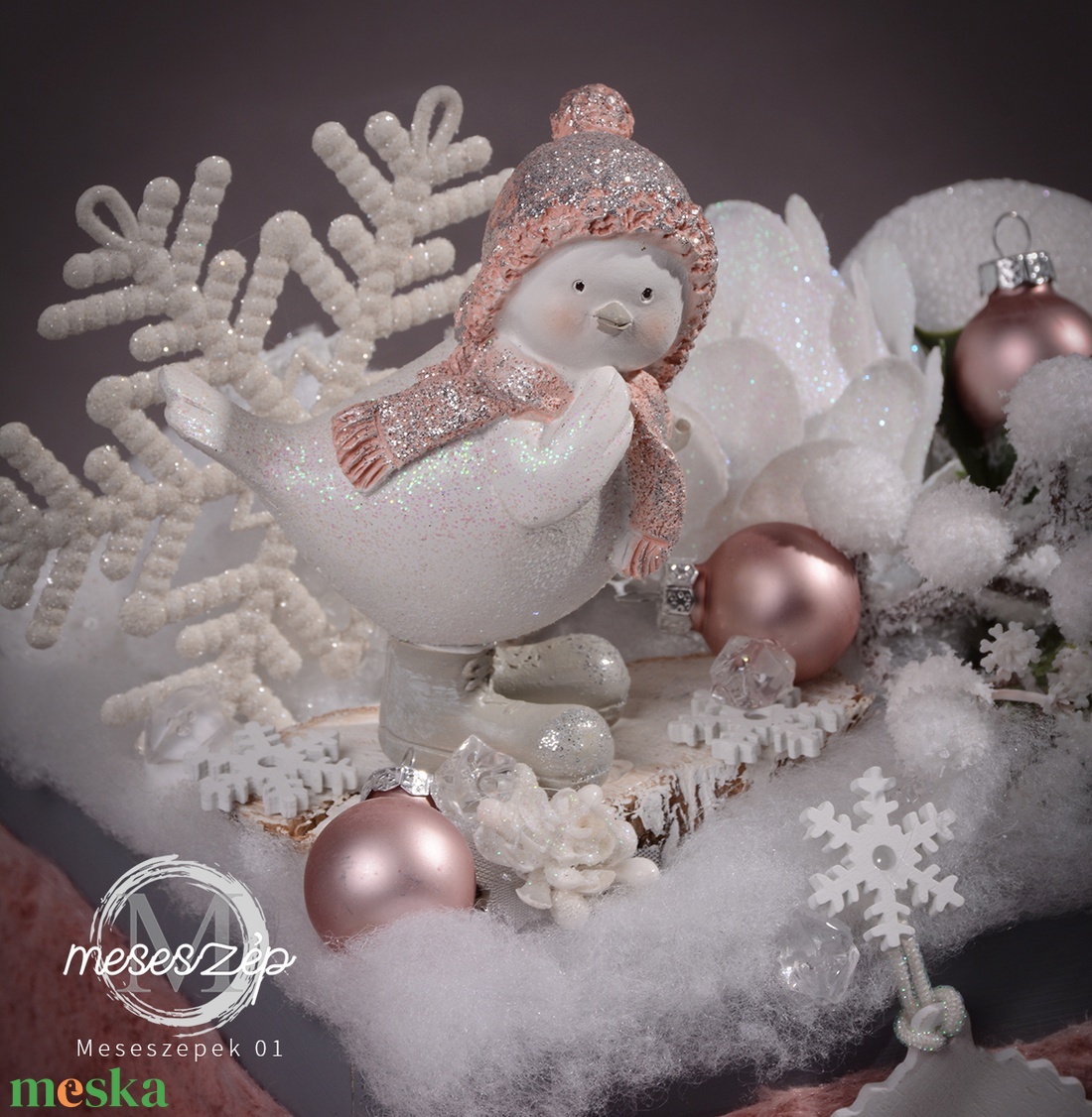 Téli madárka karácsonyi  asztaldísz - karácsony - karácsonyi lakásdekoráció - ünnepi asztaldekoráció - Meska.hu