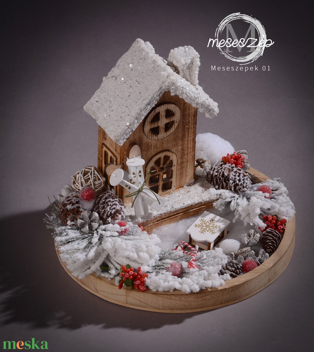 Téli varázslat   karácsonyi asztaldísz - karácsony - karácsonyi lakásdekoráció - karácsonyi lakásdíszek - Meska.hu