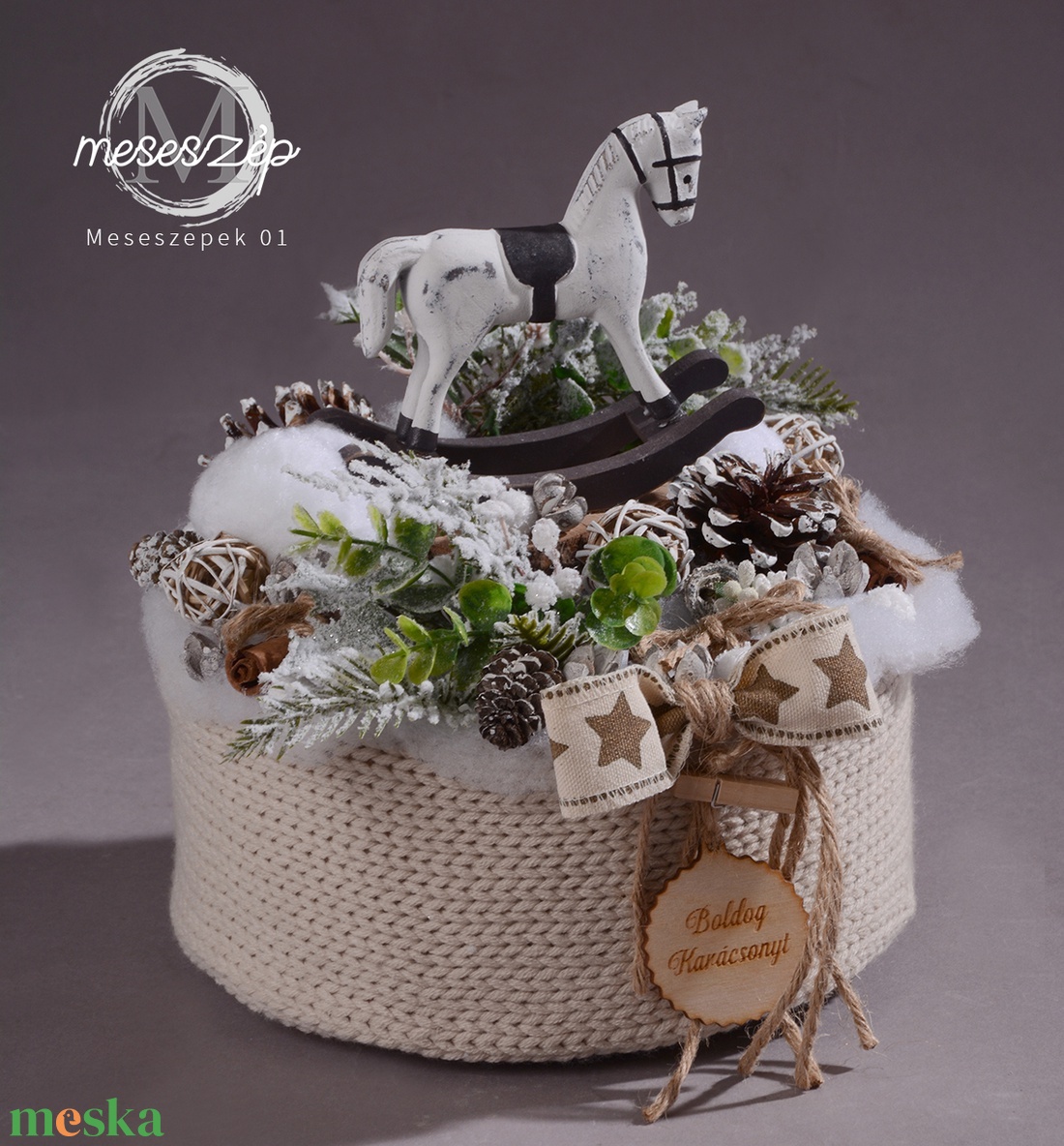 Hintaló vintage hangulat asztaldísz - karácsony - karácsonyi lakásdekoráció - ünnepi asztaldekoráció - Meska.hu