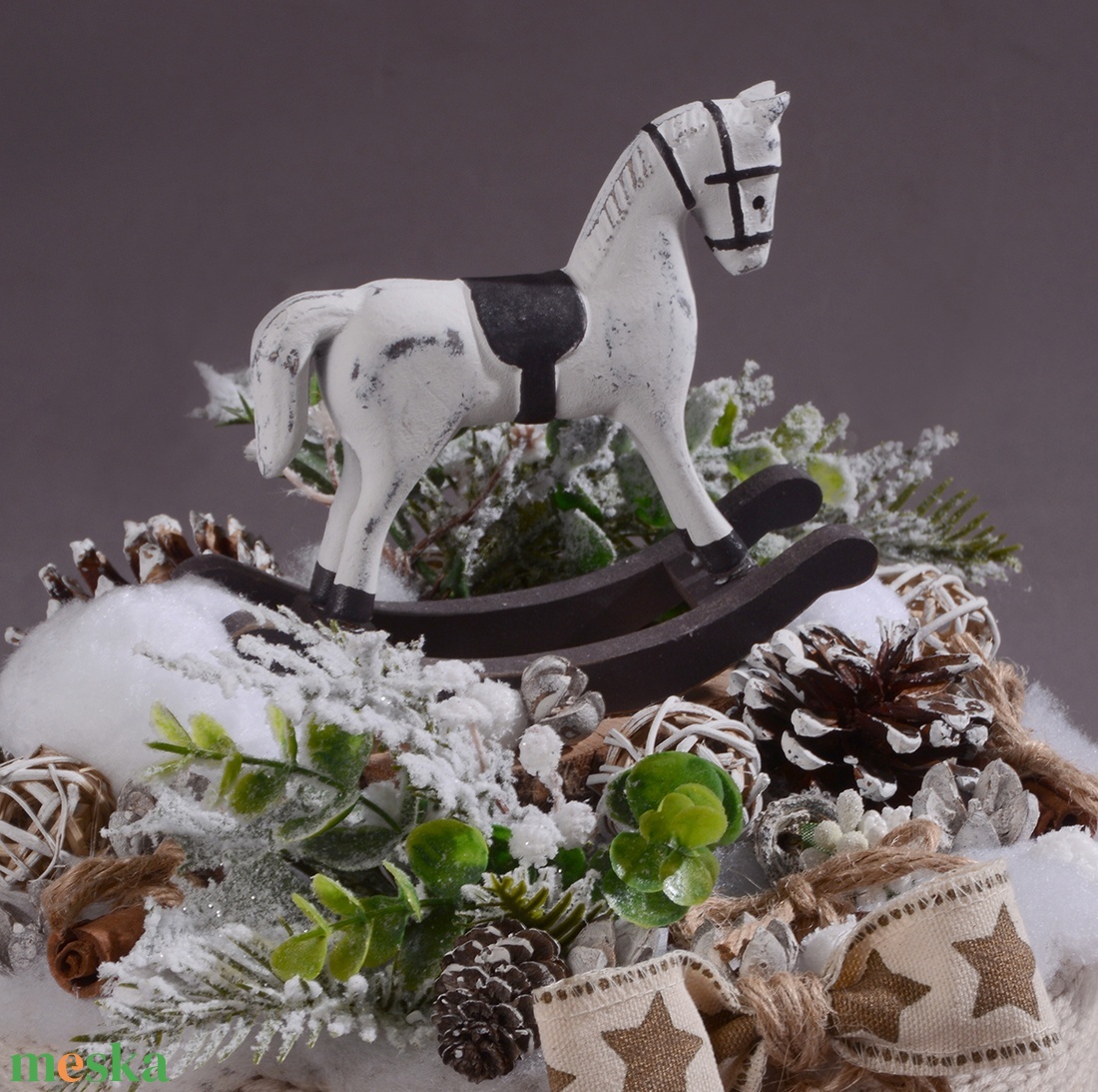 Hintaló vintage hangulat asztaldísz - karácsony - karácsonyi lakásdekoráció - ünnepi asztaldekoráció - Meska.hu