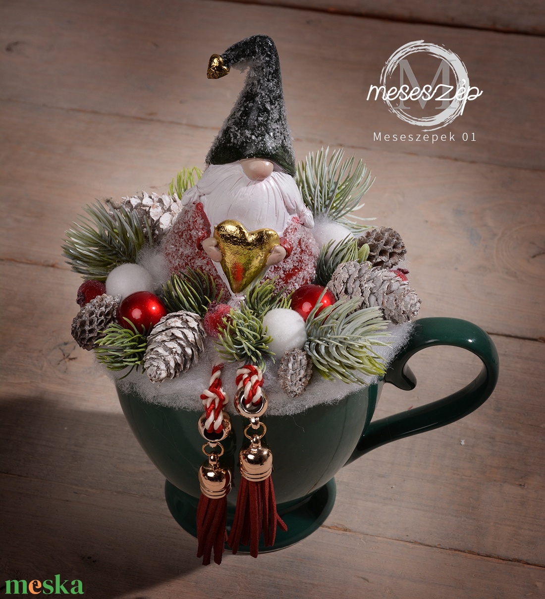 A szívemet adom... MANÓ asztaldísz - karácsony - karácsonyi lakásdekoráció - karácsonyi manók, figurák - Meska.hu