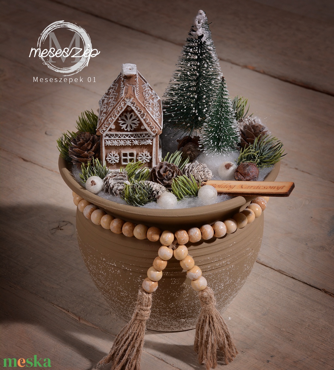 Mézeskalács ház  az erdőben   karácsonyi asztaldísz - karácsony - karácsonyi lakásdekoráció - karácsonyi falu, házikó - Meska.hu
