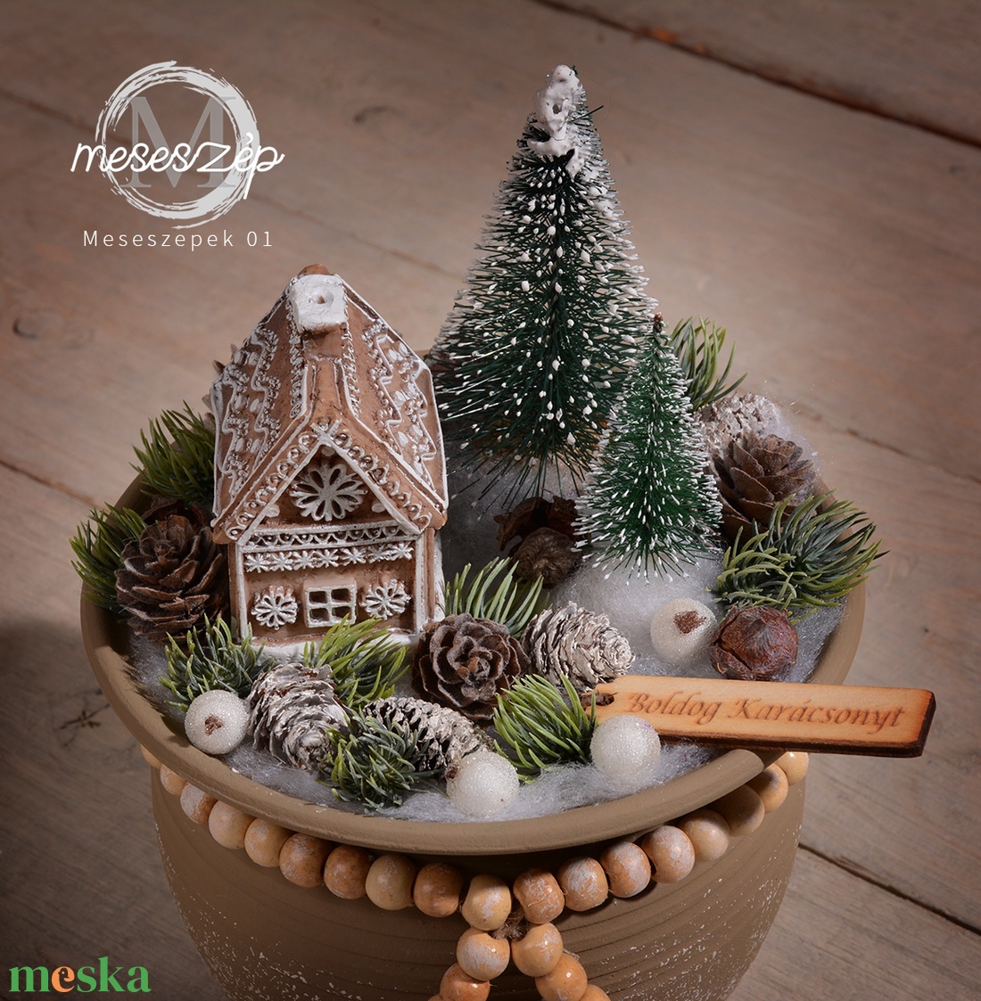 Mézeskalács ház  az erdőben   karácsonyi asztaldísz - karácsony - karácsonyi lakásdekoráció - karácsonyi falu, házikó - Meska.hu