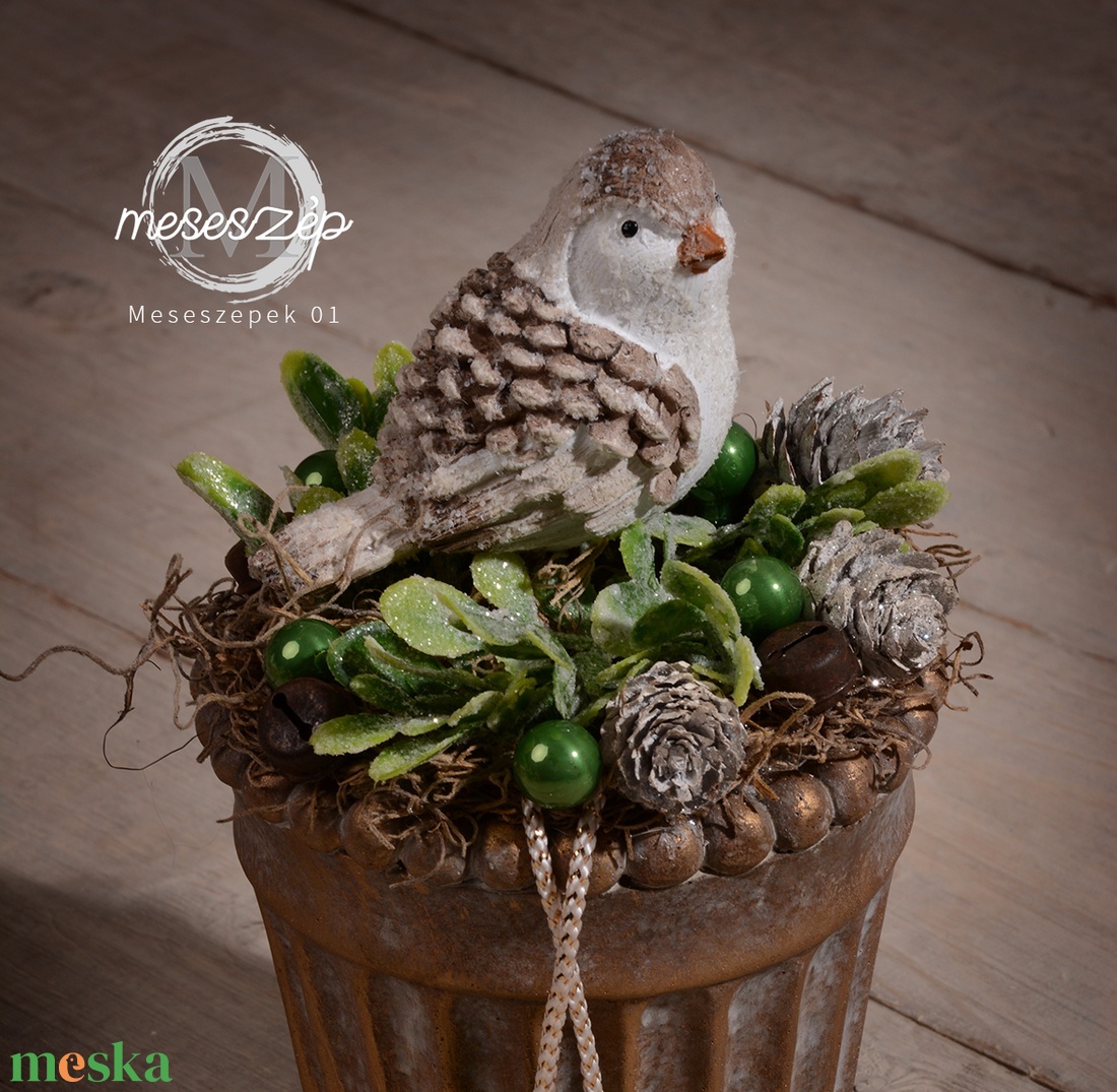 Téli madárka karácsonyi asztaldísz - karácsony - adventi díszek - adventi asztaldísz - Meska.hu