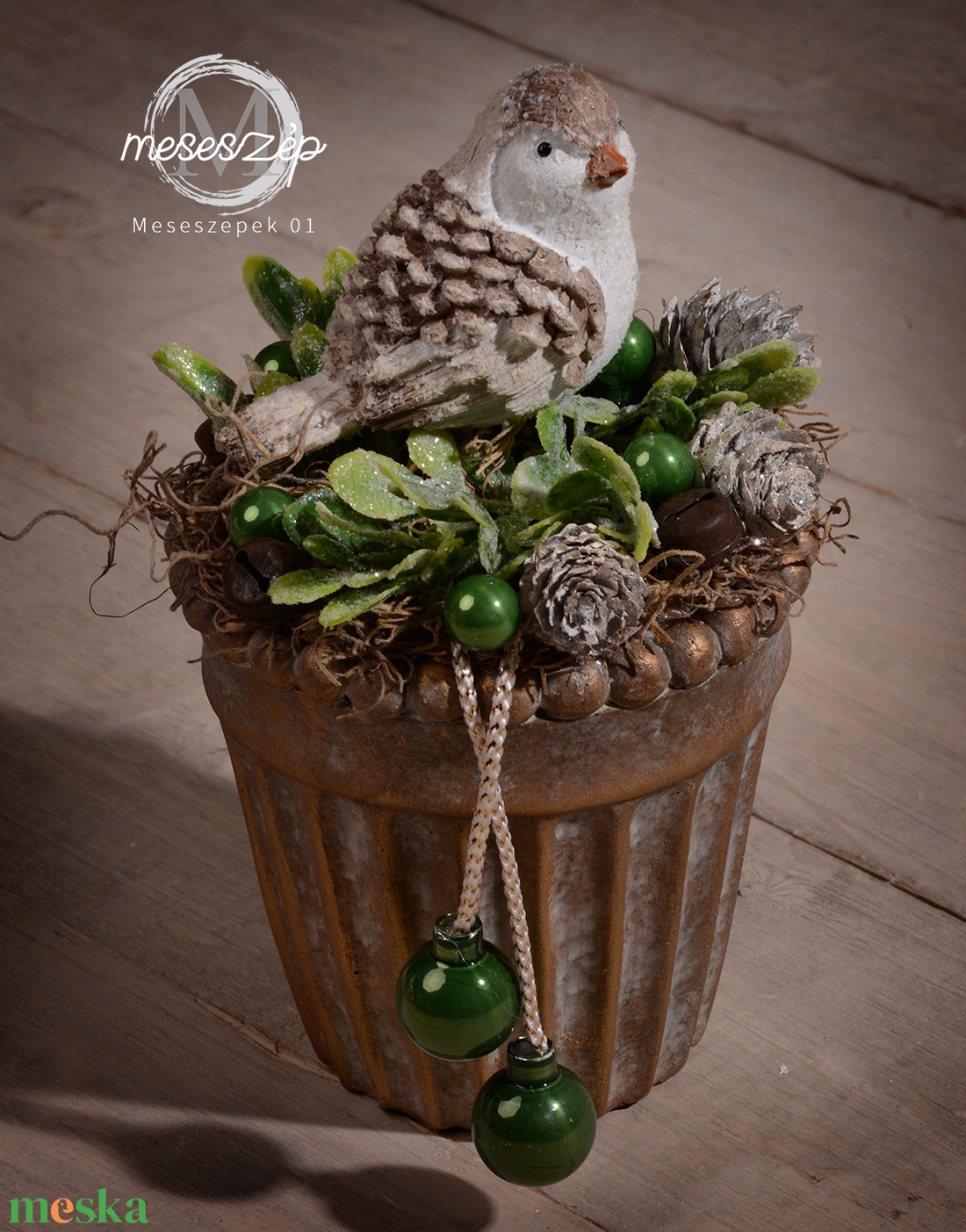 Téli madárka karácsonyi asztaldísz - karácsony - adventi díszek - adventi asztaldísz - Meska.hu