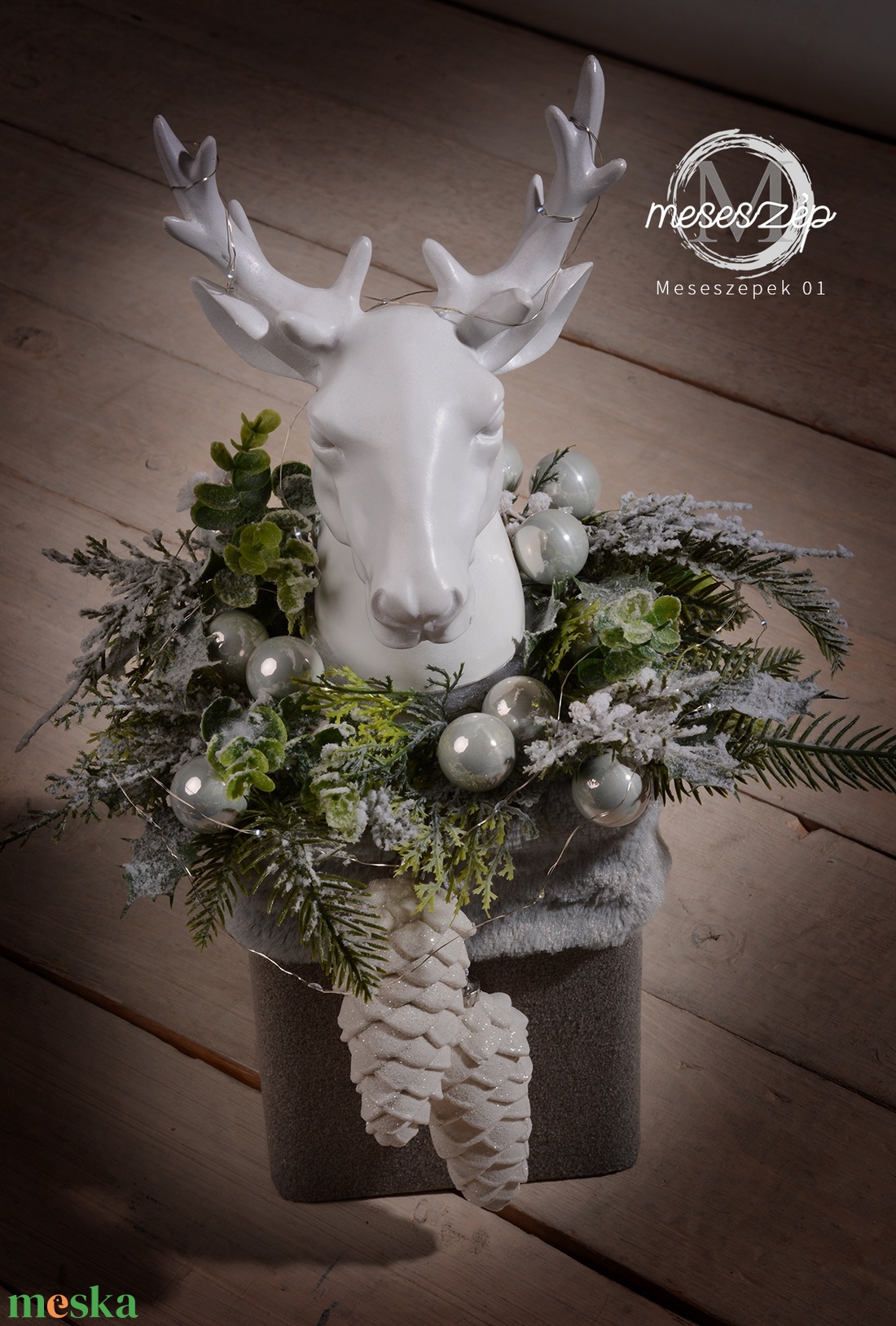 Téli szarvas  nagy méretű (45 cm magas) karácsonyi dísz - karácsony - karácsonyi lakásdekoráció - karácsonyi lakásdíszek - Meska.hu