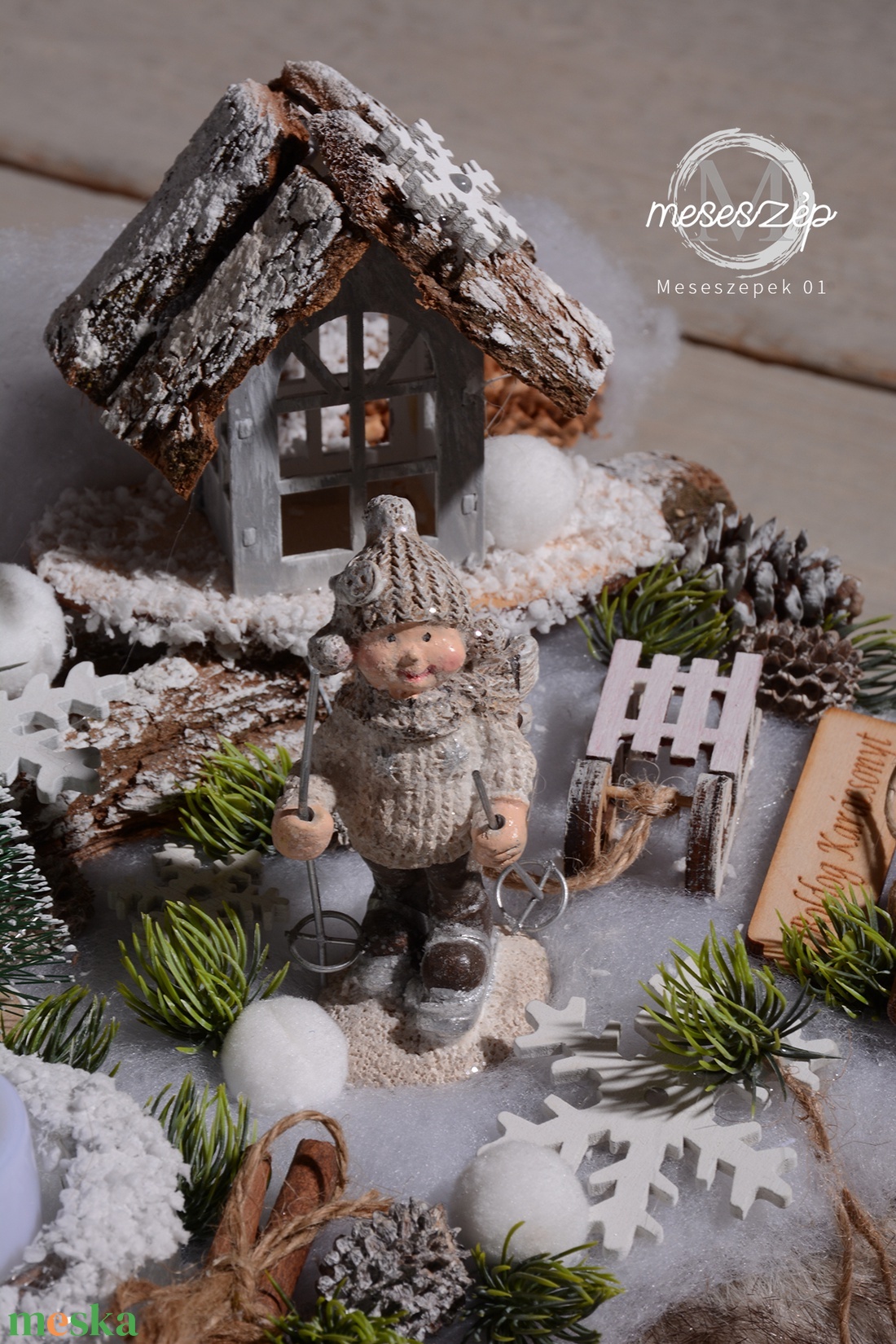 Erdei, téli varázs  karácsonyi asztaldísz - karácsony - karácsonyi lakásdekoráció - karácsonyi manók, figurák - Meska.hu
