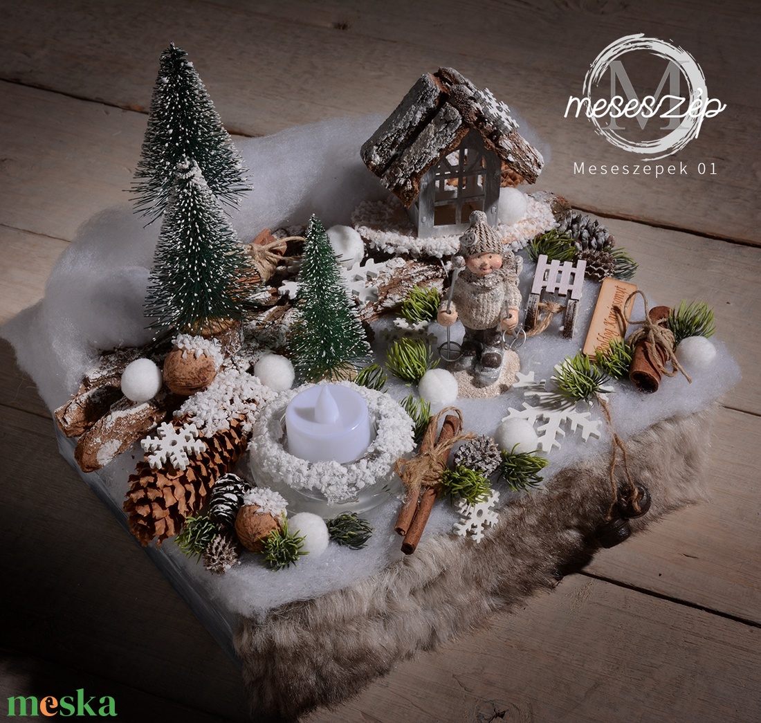 Erdei, téli varázs  karácsonyi asztaldísz - karácsony - karácsonyi lakásdekoráció - karácsonyi manók, figurák - Meska.hu