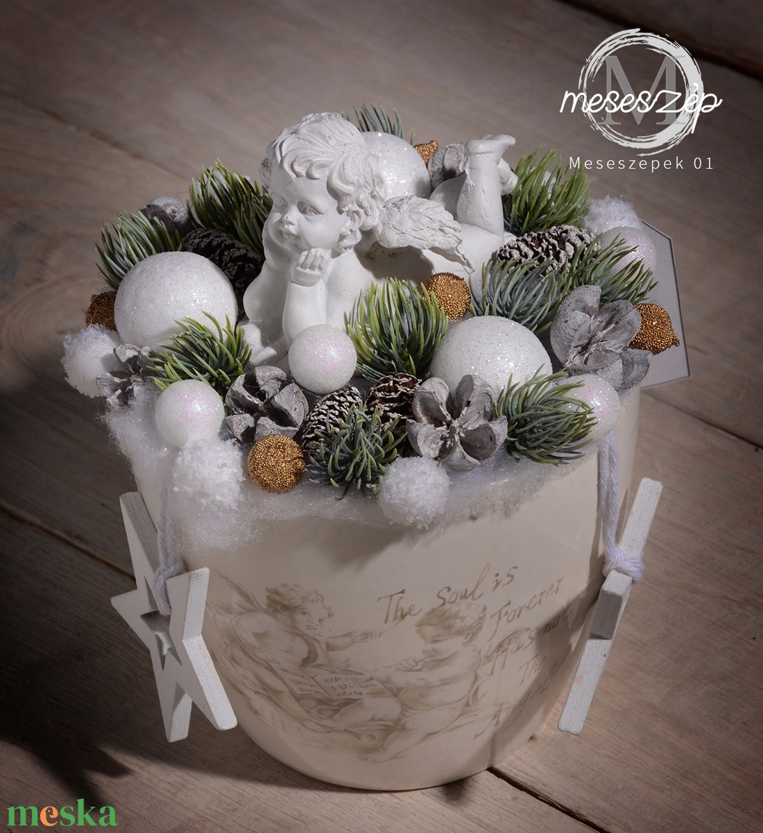 Angyalka asztaldísz - karácsony - karácsonyi lakásdekoráció - ünnepi asztaldekoráció - Meska.hu