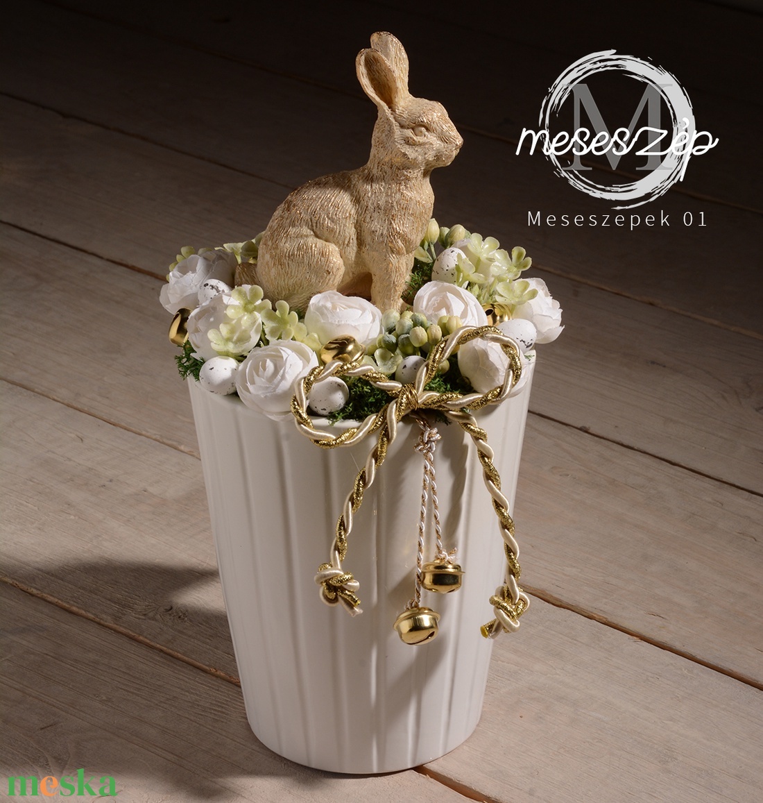 Arany NYUSZI tavaszi asztaldísz - otthon & életmód - dekoráció - asztal és polc dekoráció - asztaldísz - Meska.hu