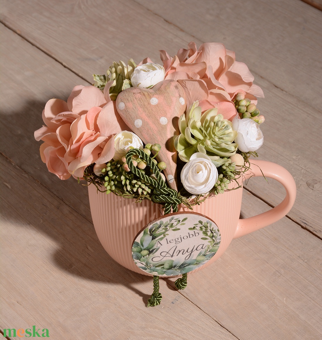 A legjobb Anya óriás bögre szívvel asztaldísz - otthon & életmód - dekoráció - asztal és polc dekoráció - asztaldísz - Meska.hu