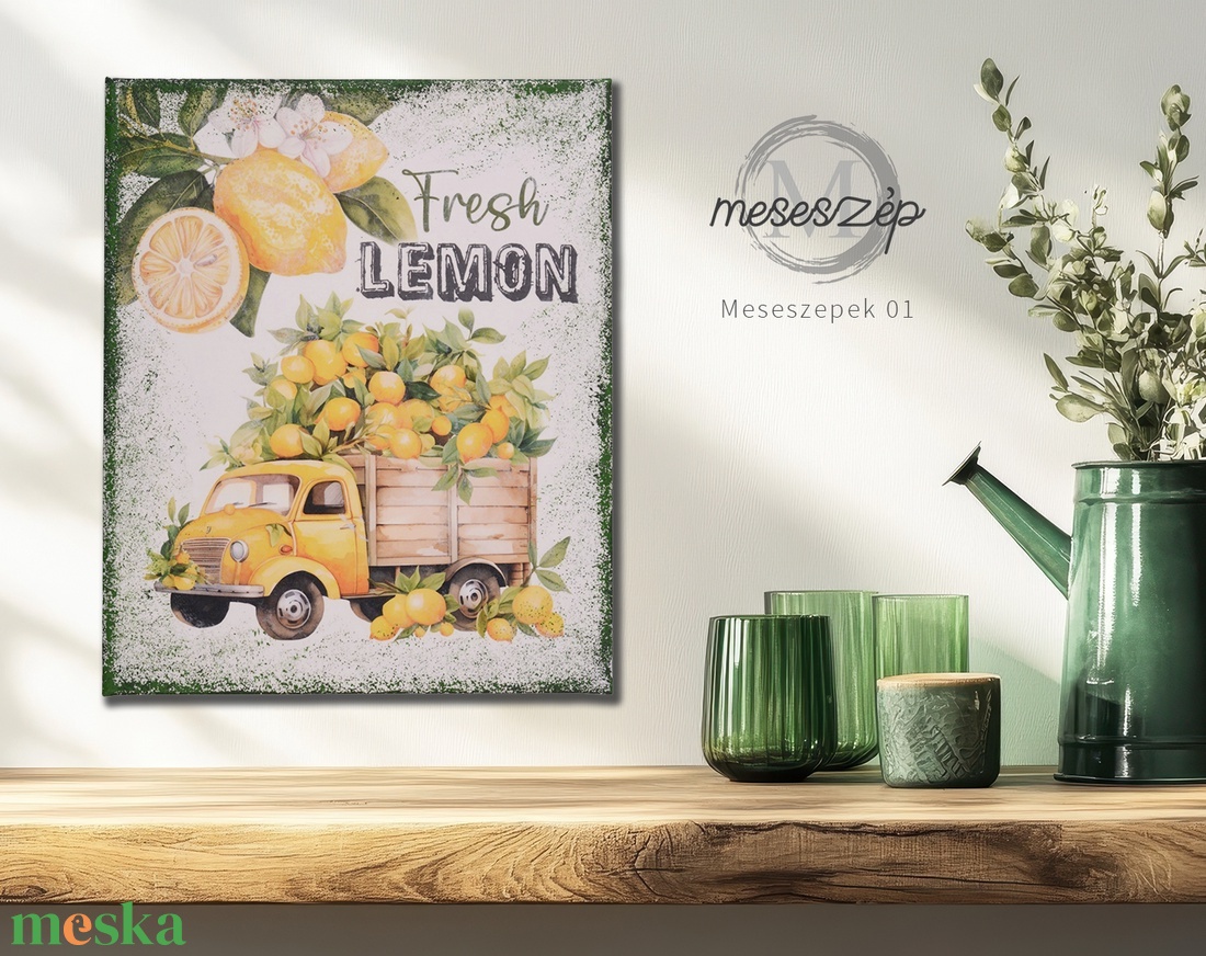 Fresh LEMON  25x30 cm vászonkép - otthon & életmód - dekoráció - kép & falikép - vászonkép - Meska.hu