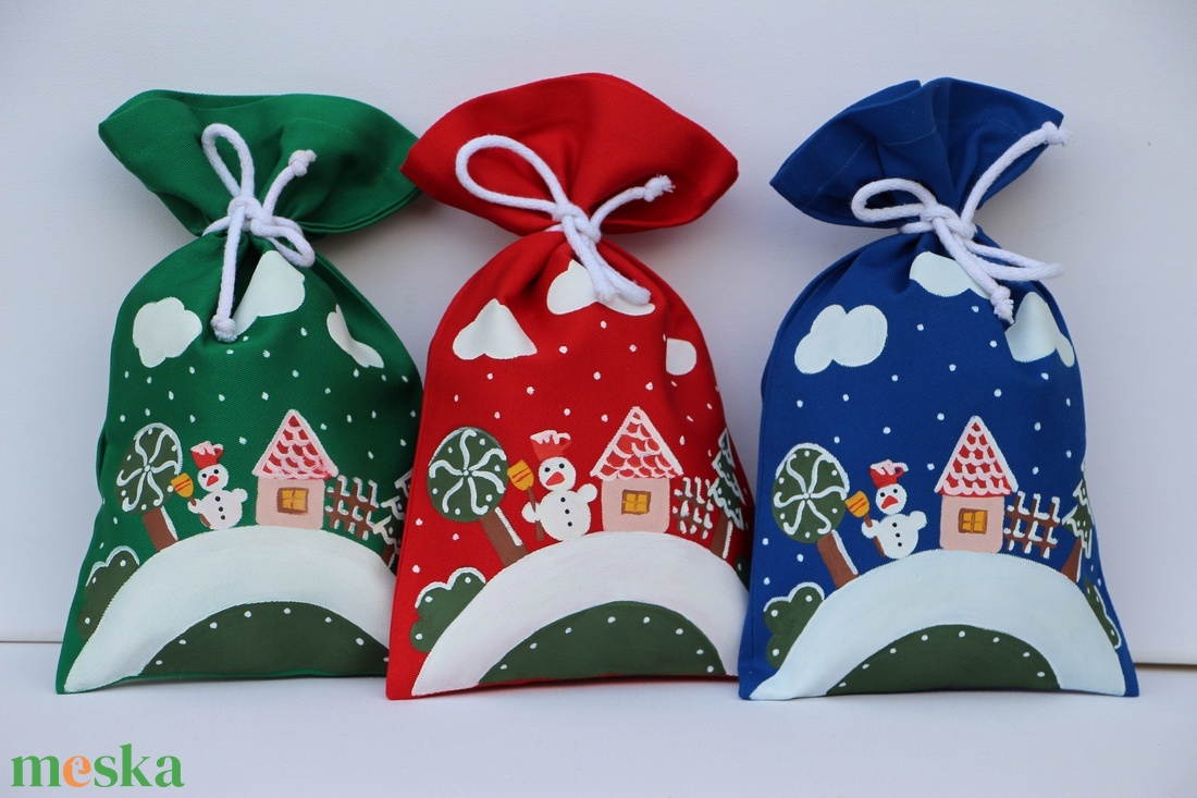 Téli zsákocska - karácsony - mikulás - mikulás zsák - Meska.hu
