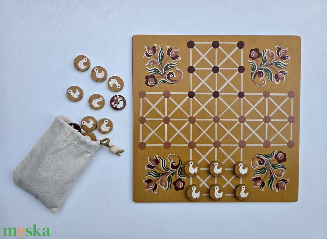 Festett táblajáték, Róka és a libák - játék & sport - táblajáték és kártyajáték - társasjátékok - Meska.hu