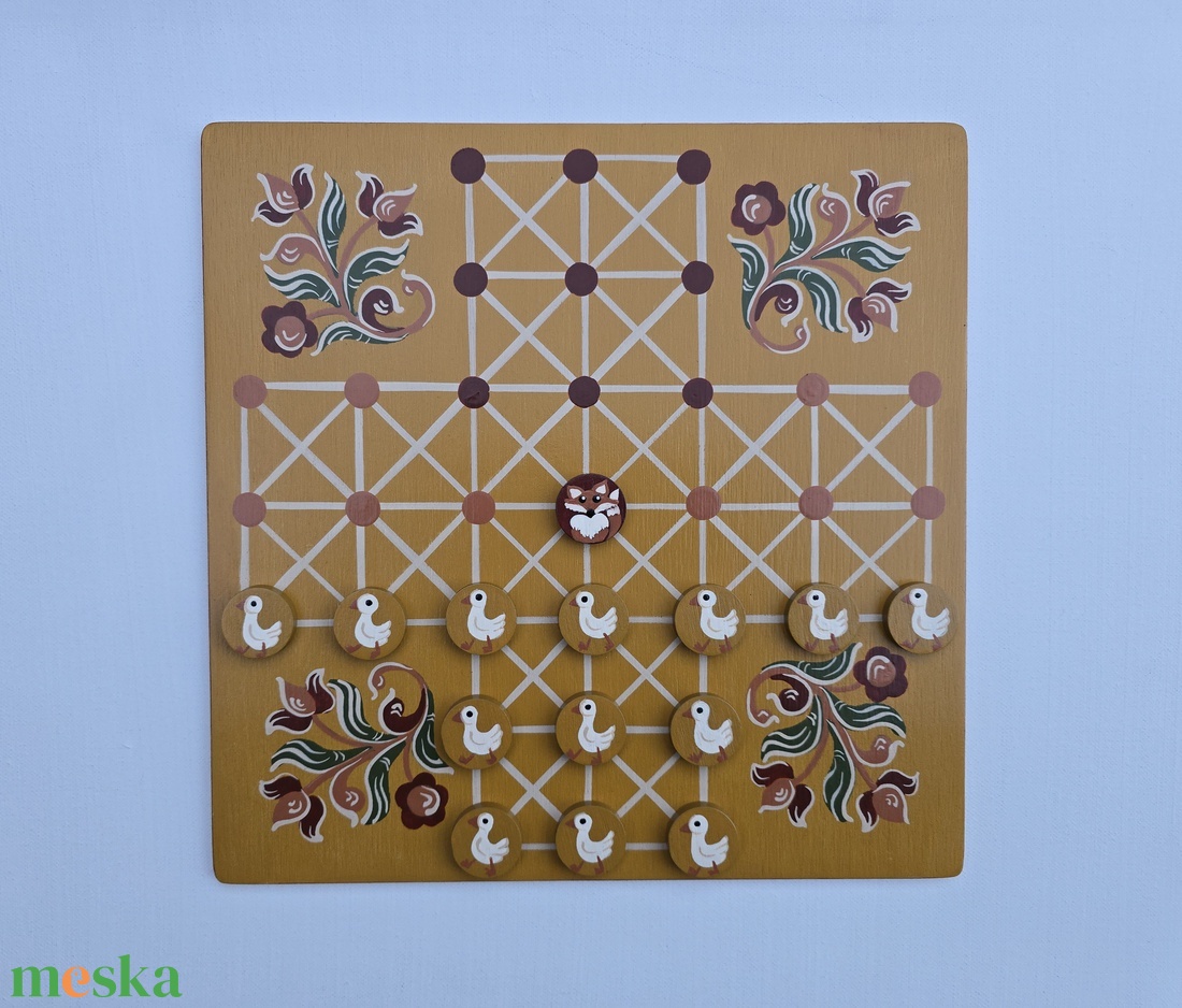 Festett táblajáték, Róka és a libák - játék & sport - táblajáték és kártyajáték - társasjátékok - Meska.hu