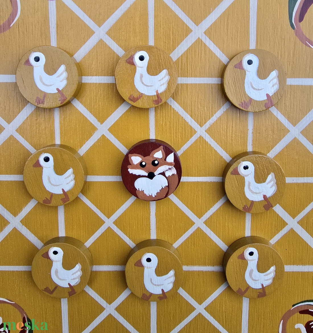 Festett táblajáték, Róka és a libák - játék & sport - táblajáték és kártyajáték - társasjátékok - Meska.hu