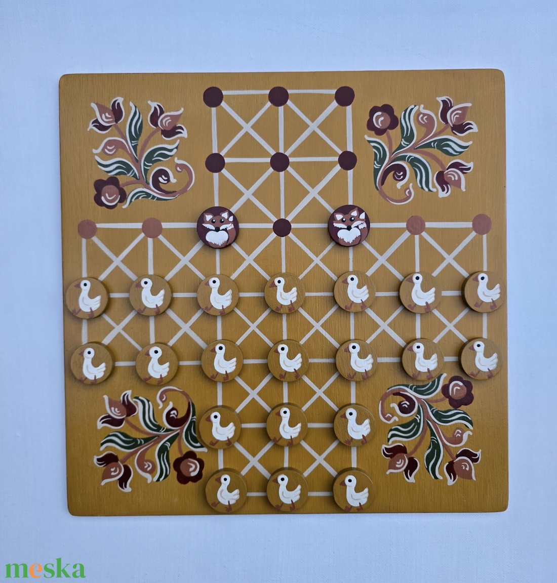 Festett táblajáték, Róka és a libák - játék & sport - táblajáték és kártyajáték - társasjátékok - Meska.hu