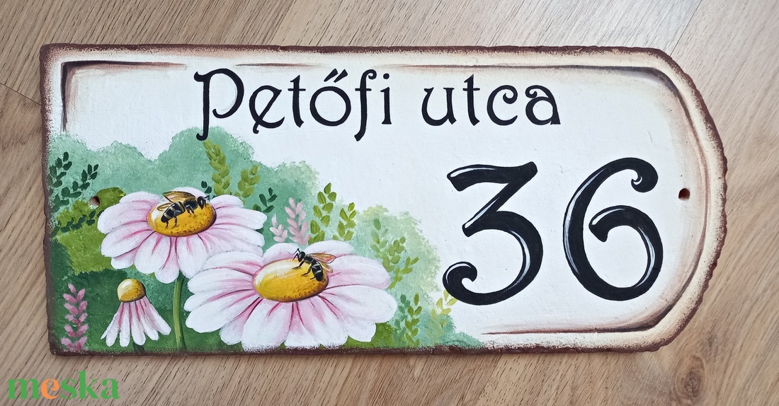 Cserép házszámtábla - művészet - festmény - akril - Meska.hu Cserép házszámtábla - művészet - festmény - akril - Meska.hu