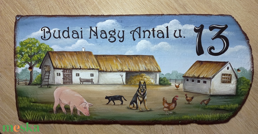 Cserép házszámtábla - művészet - festmény - akril - Meska.hu Cserép házszámtábla - művészet - festmény - akril - Meska.hu
