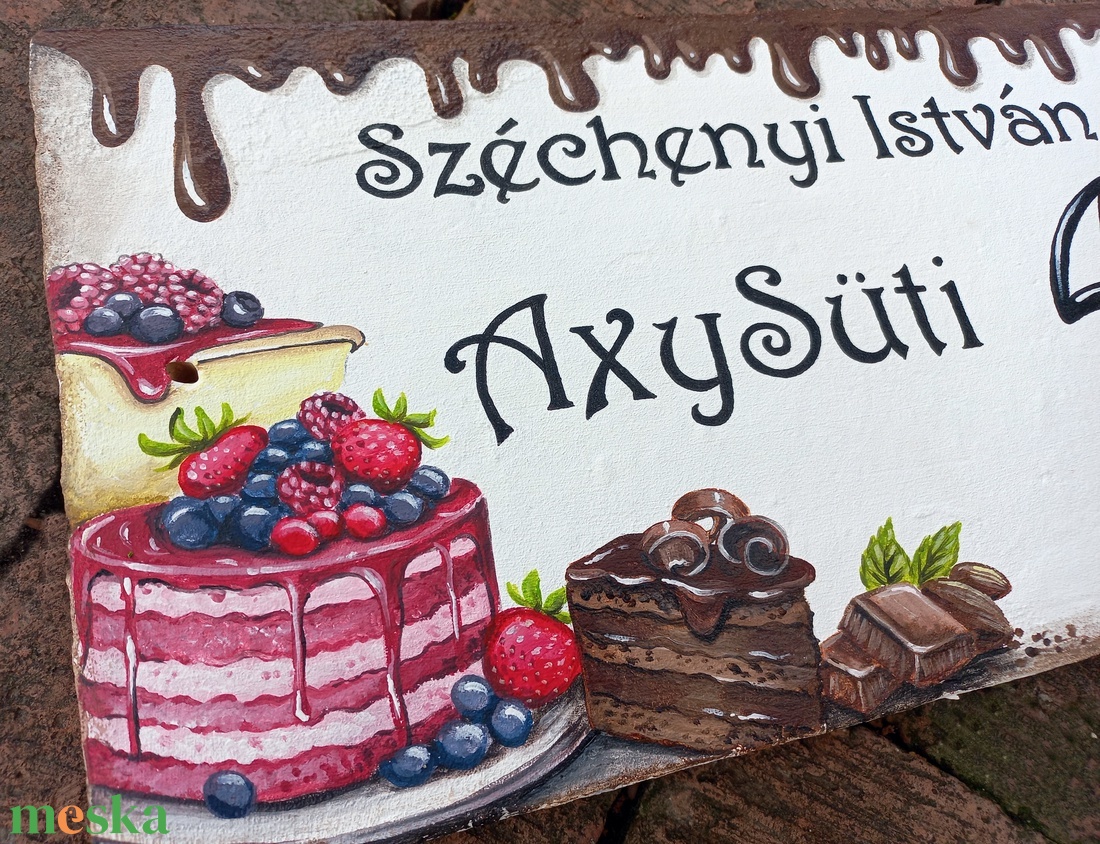 Cserép házszámtábla - művészet - festmény - akril - Meska.hu Cserép házszámtábla - művészet - festmény - akril - Meska.hu