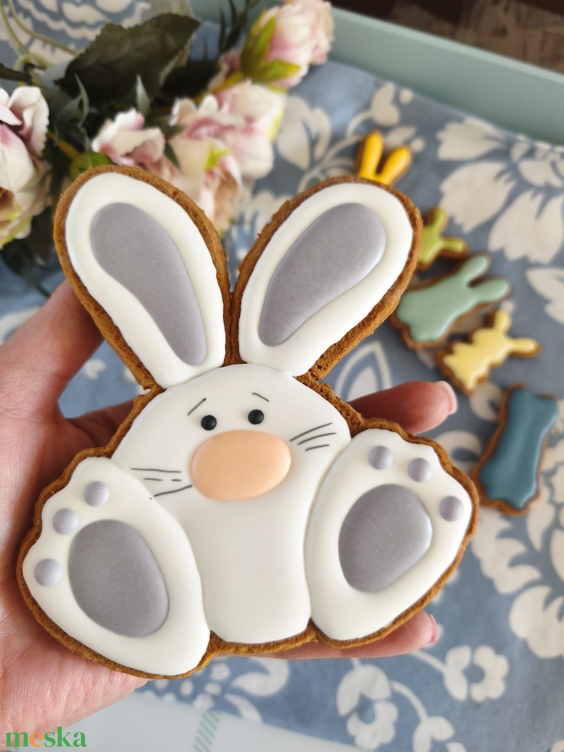 Díszes mézeskalács Húsvéti nyuszi - élelmiszer - édesség - mézeskalács - Meska.hu