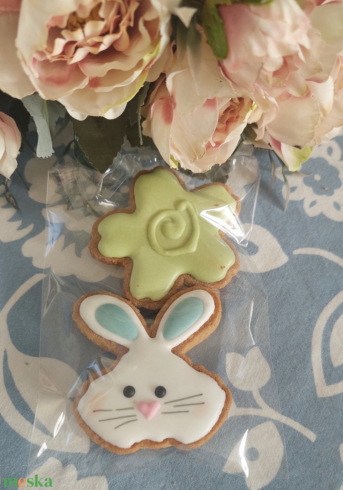 Húsvéti csomag- nyuszi/ madár+ virág mézeskalács dísz  - élelmiszer - édesség - mézeskalács - Meska.hu