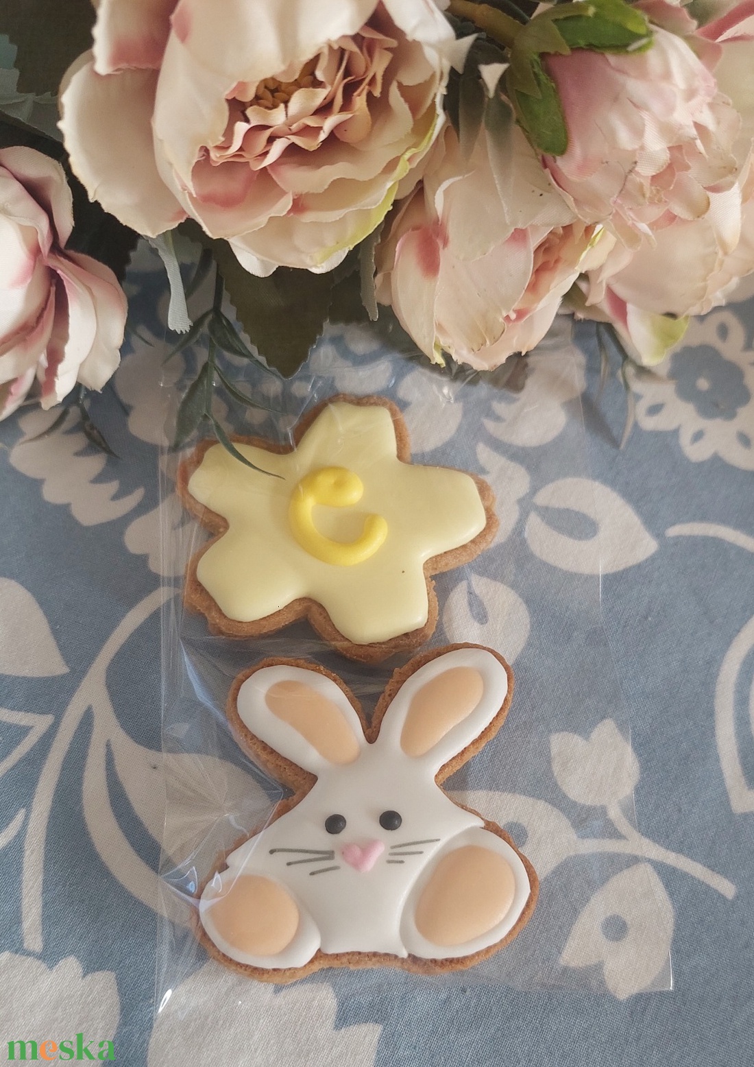 Húsvéti csomag- nyuszi/ madár+ virág mézeskalács dísz  - élelmiszer - édesség - mézeskalács - Meska.hu