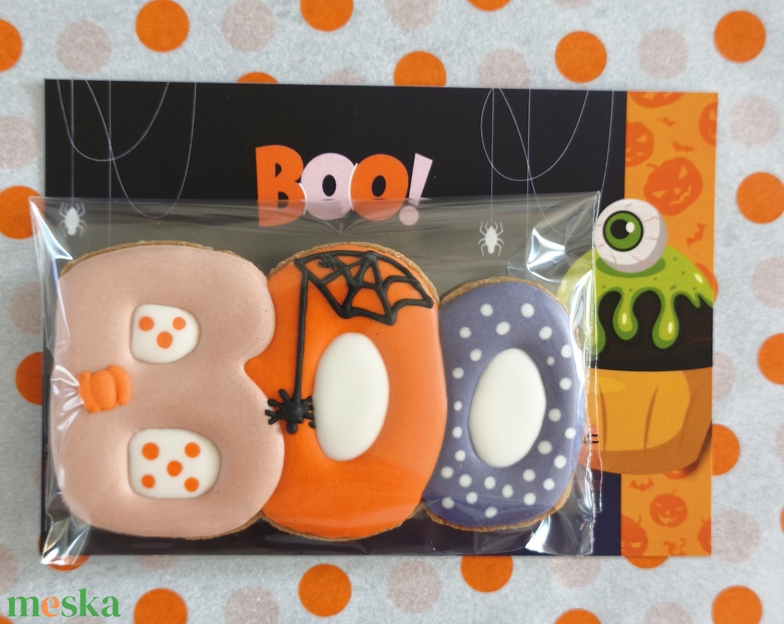 Halloween -i mézesek- Boo mézeskalács  - élelmiszer - édesség - mézeskalács - Meska.hu