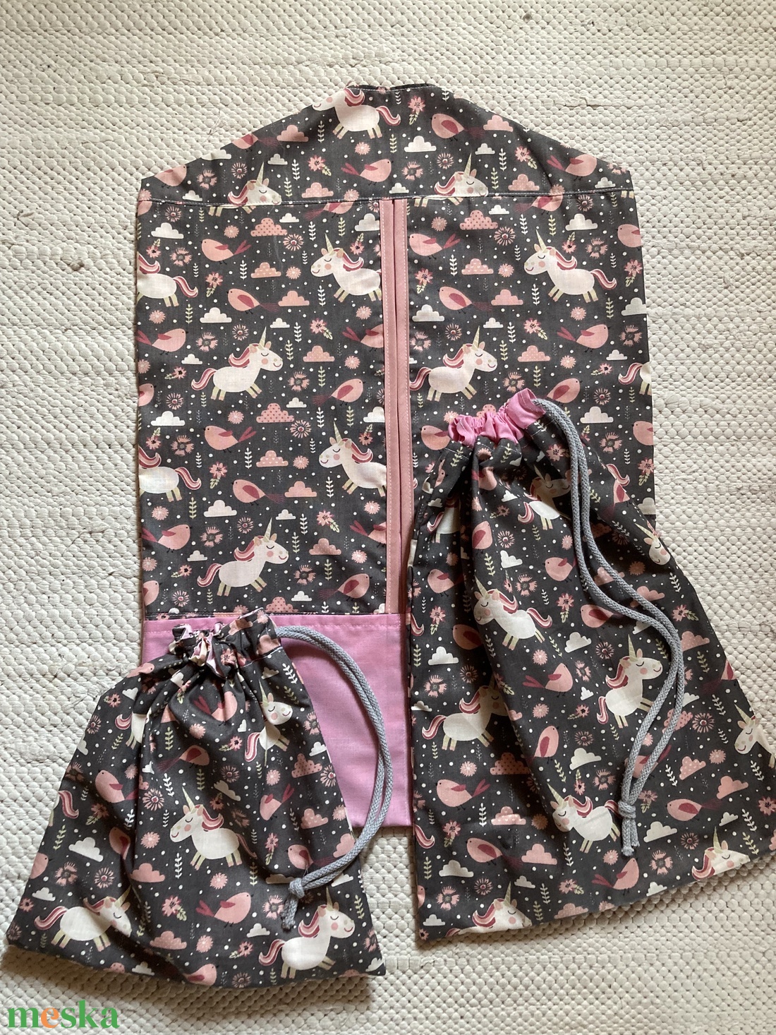 Unikornisos ovis zsák szett - 3 részes  - játék & sport - ovis felszerelés - ovis szett - Meska.hu