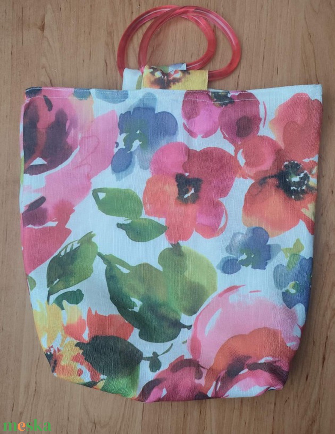 Vidám virágos bevásárló táska - táska & tok - bevásárlás & shopper táska - shopper, textiltáska, szatyor - Meska.hu