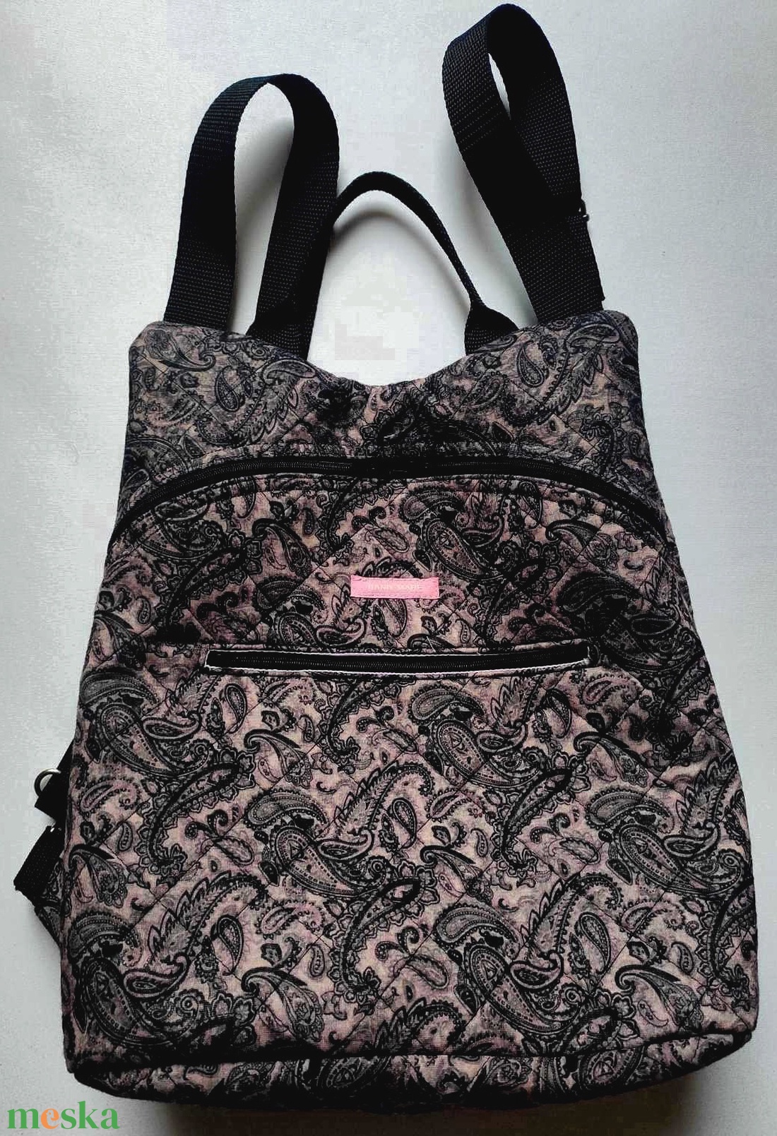Fekete tónusú, török mintás hátizsák - táska & tok - hátizsák - hátizsák - Meska.hu
