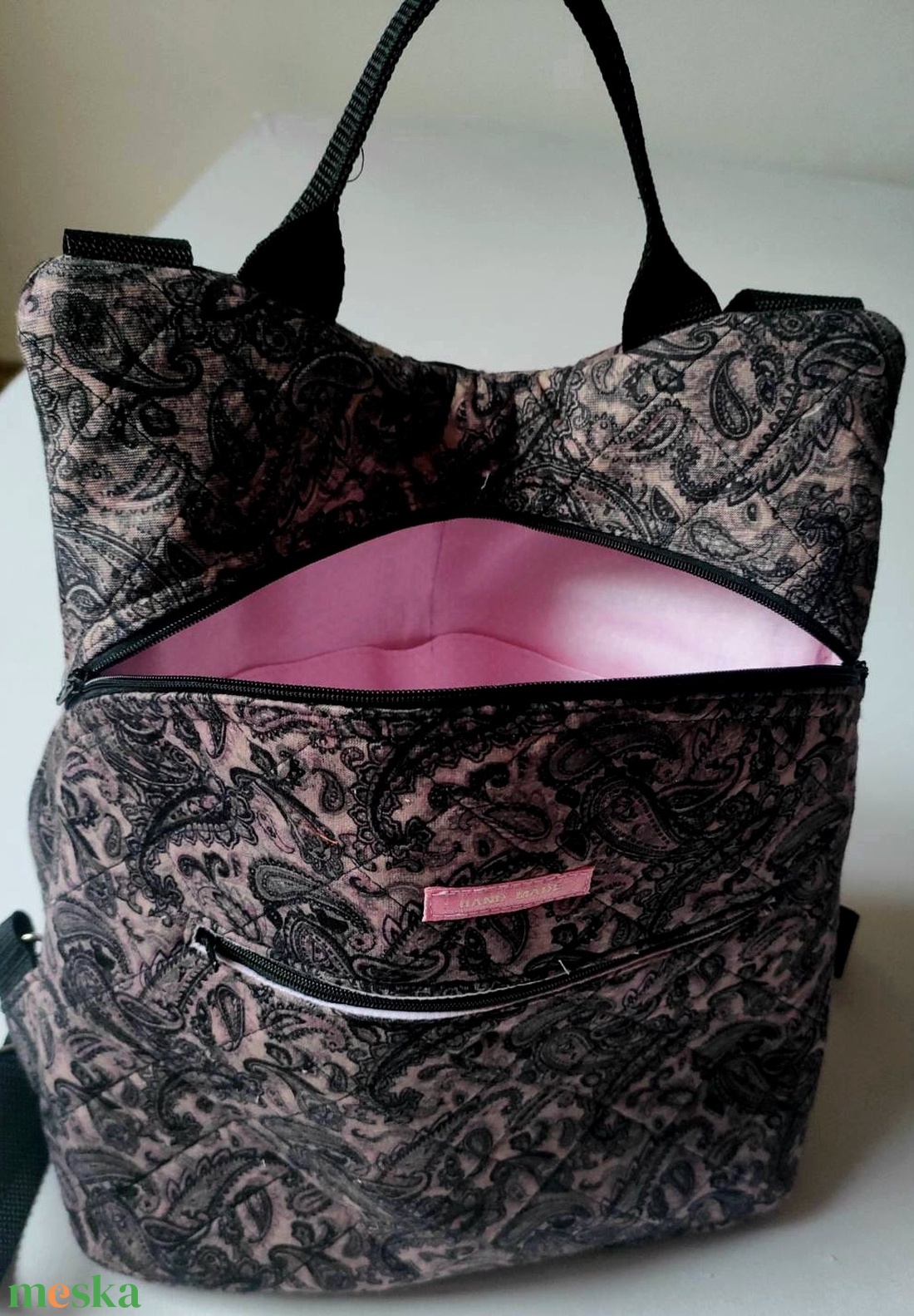 Fekete tónusú, török mintás hátizsák - táska & tok - hátizsák - hátizsák - Meska.hu