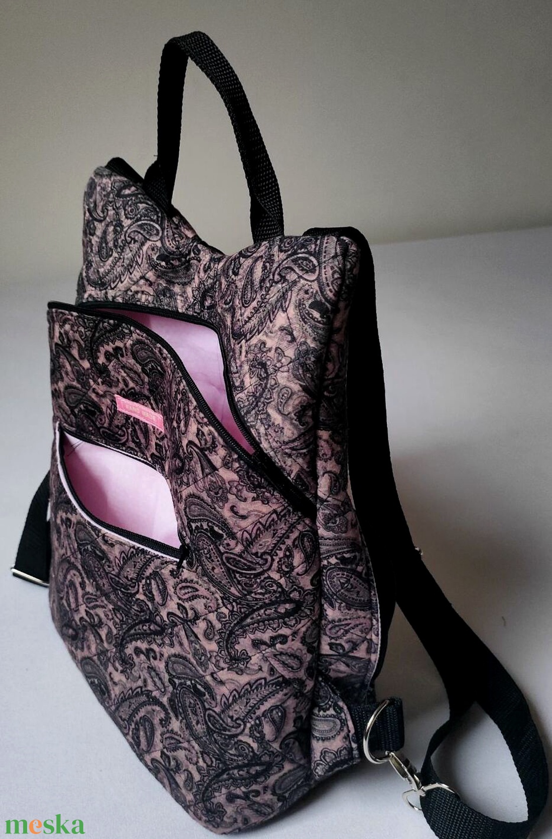Fekete tónusú, török mintás hátizsák - táska & tok - hátizsák - hátizsák - Meska.hu