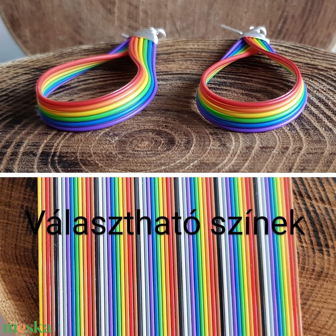 Szivárvány csepp újrahasznosított drót fülbevaló - ékszer - fülbevaló - lógó csepp fülbevaló - Meska.hu Szivárvány csepp újrahasznosított drót fülbevaló - ékszer - fülbevaló - lógó csepp fülbevaló - Meska.hu
