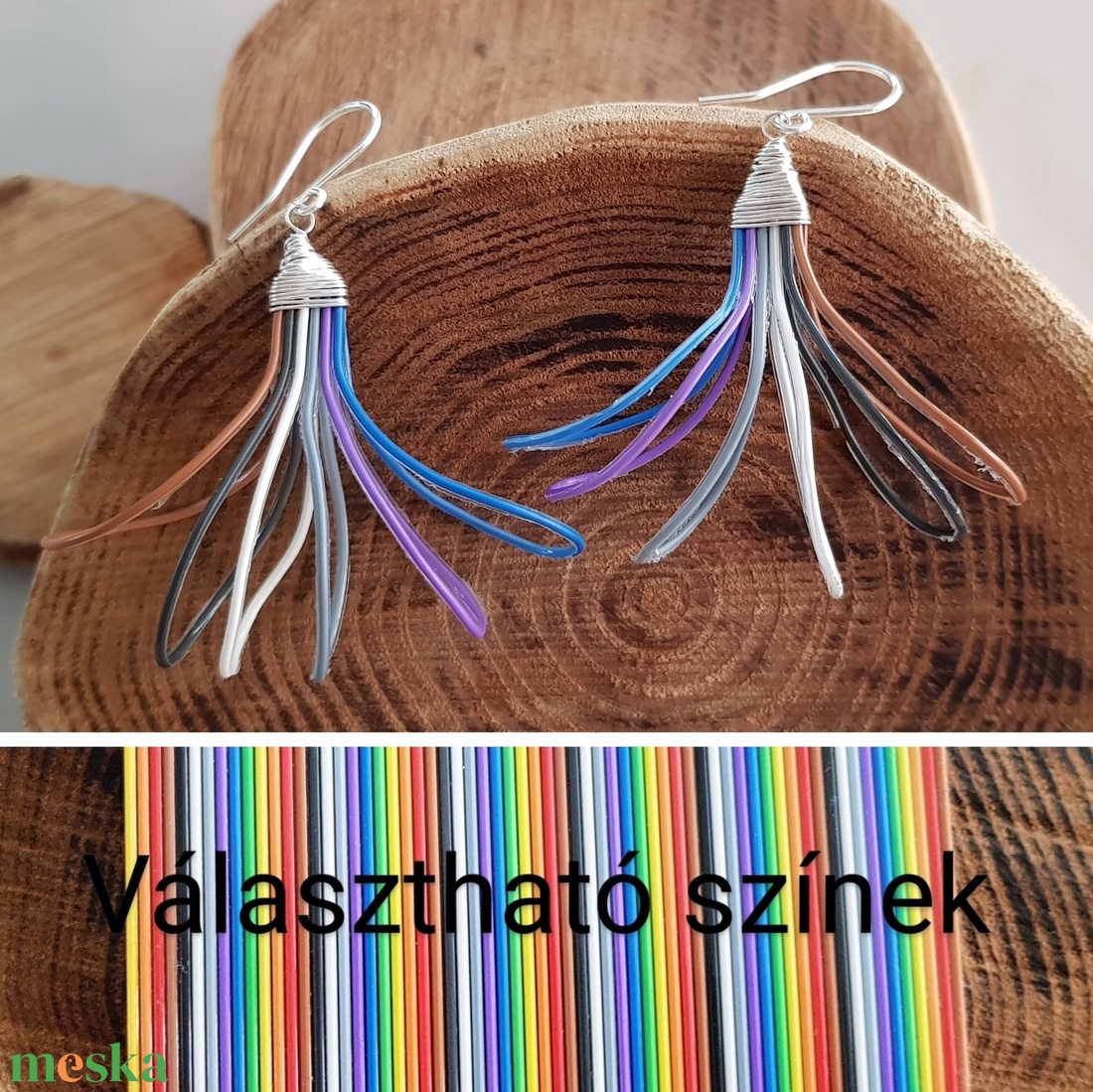 Hideg színű pamacs újrahasznosított drót fülbevaló - ékszer - fülbevaló - lógó fülbevaló - Meska.hu Hideg színű pamacs újrahasznosított drót fülbevaló - ékszer - fülbevaló - lógó fülbevaló - Meska.hu