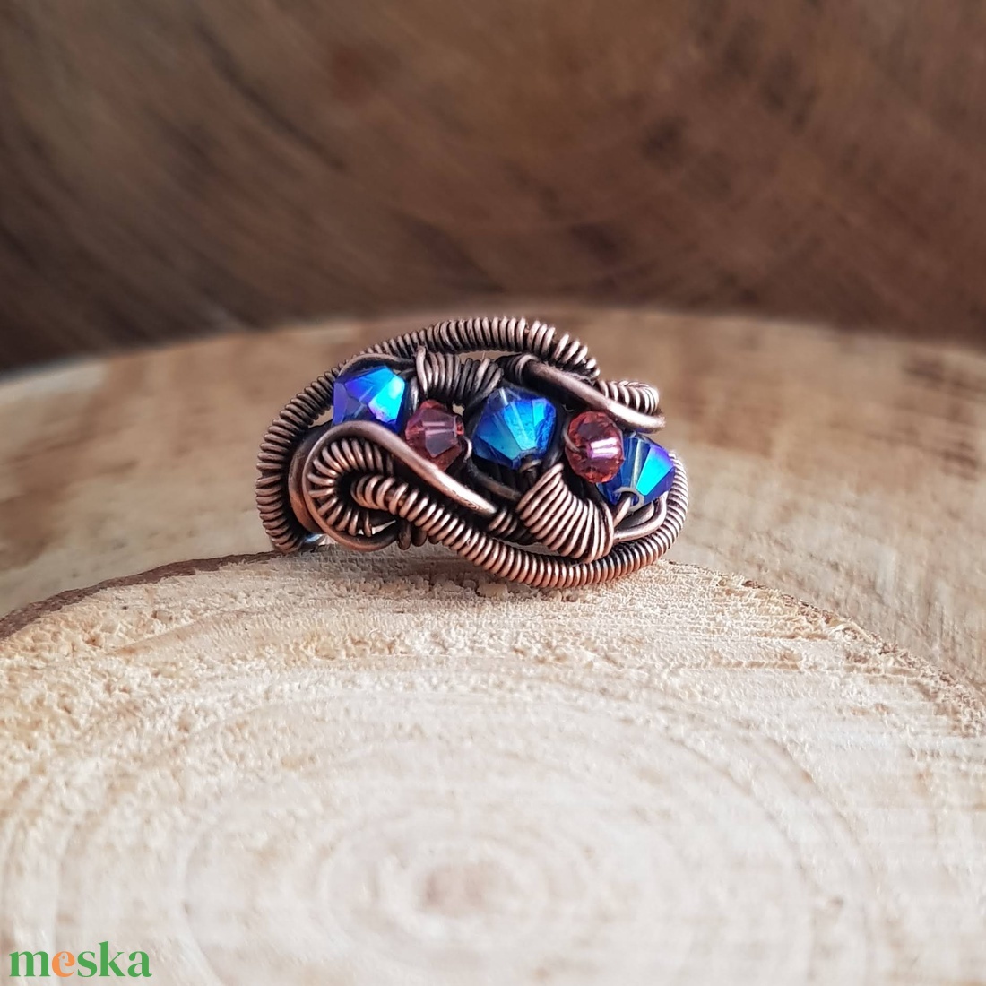 Swarovski gyöngyös rézdrót gyűrű - ékszer - gyűrű - többköves gyűrű - Meska.hu Swarovski gyöngyös rézdrót gyűrű - ékszer - gyűrű - többköves gyűrű - Meska.hu