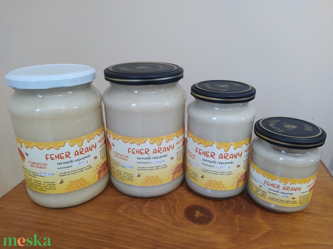 Fehér arany - termelői repceméz - kristályos és krémesített - élelmiszer - méz & propolisz - Meska.hu