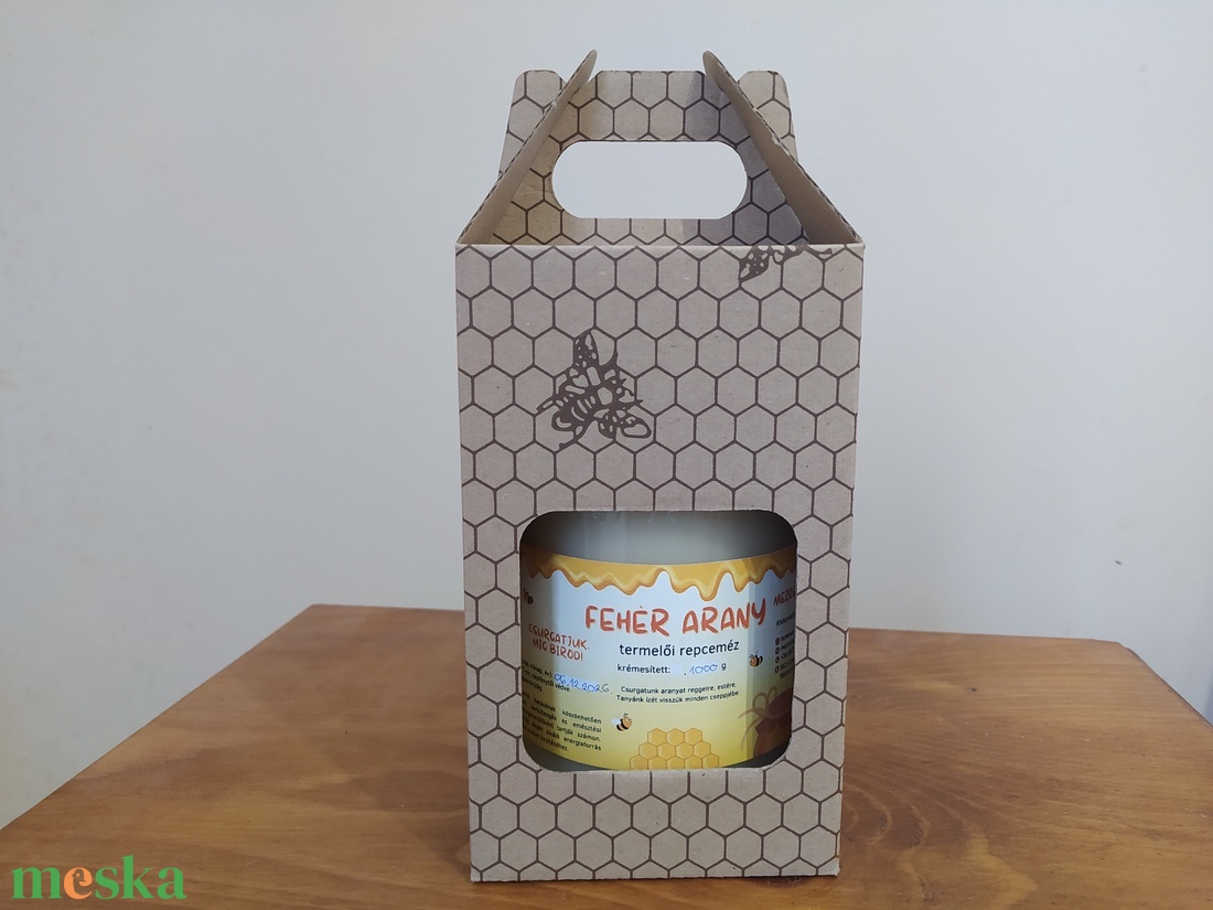 1 kg repceméz / 1 kg akácméz / 1 kg napraforgóméz / 1 kg édesköményméz / 1 kg mézharmat méhsejtmintás díszcsomagolásban - élelmiszer - méz & propolisz - Meska.hu