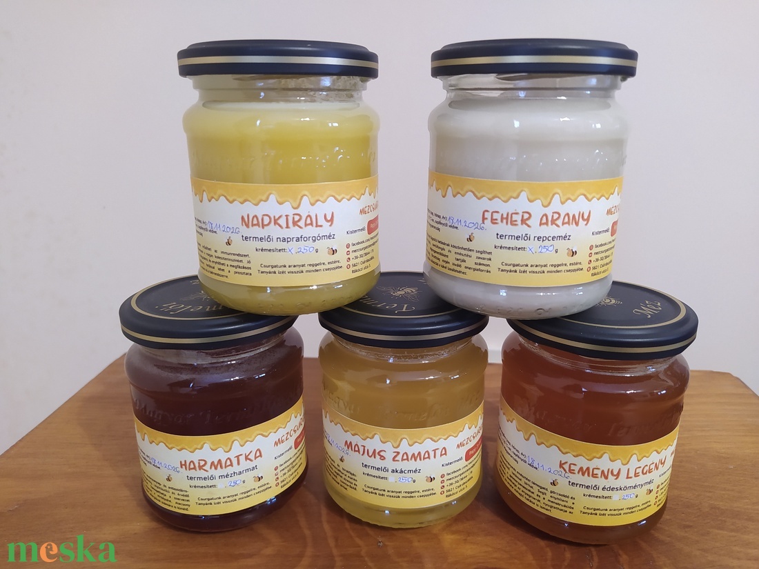 3 x 250 g méz méhsejtmintás díszcsomagolásban - élelmiszer - méz & propolisz - Meska.hu