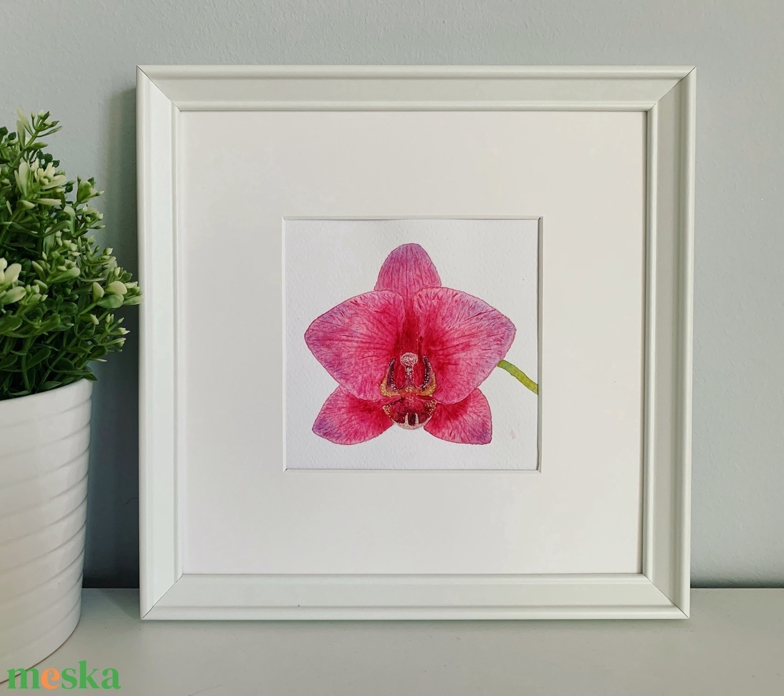 Rózsa, orchidea - akvarell festmény kerettel - művészet - festmény - akvarell - Meska.hu Rózsa, orchidea - akvarell festmény kerettel - művészet - festmény - akvarell - Meska.hu