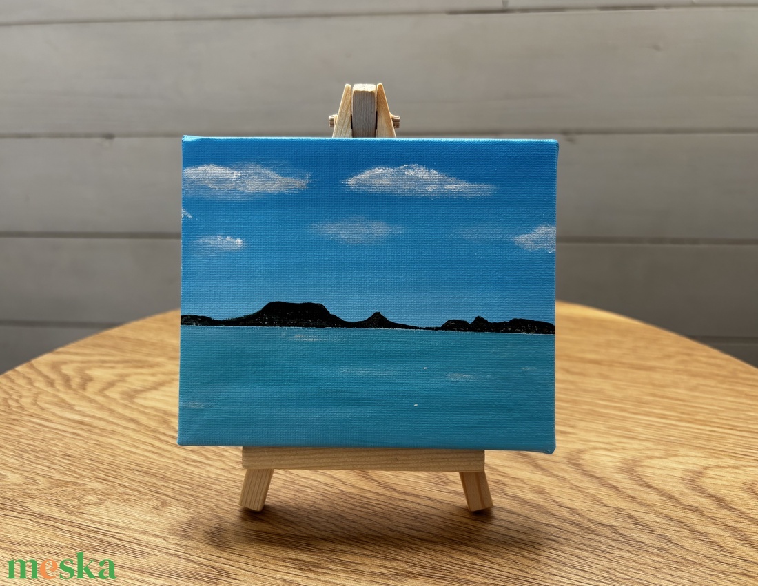 Badacsony, Csillagok alatt mini akril festmények - művészet - festmény - akril - Meska.hu