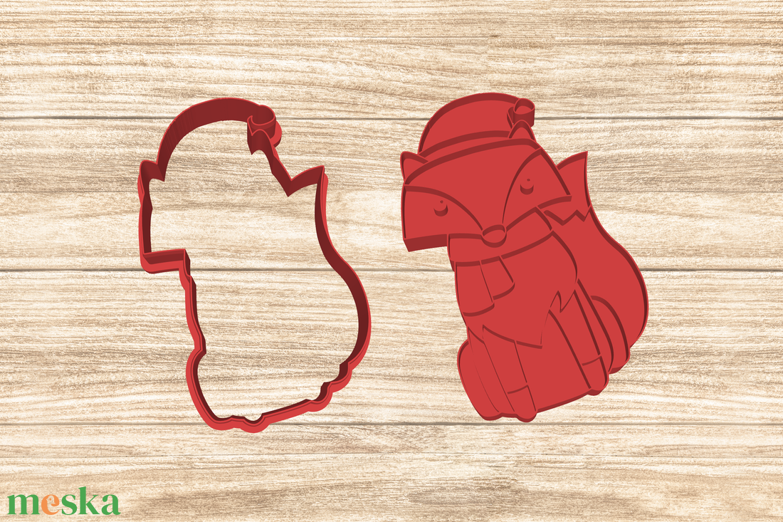 Róka sállal és sapkában sütikiszúró és pecsét - otthon & életmód - konyhafelszerelés, tálalás - sütés, főzés - sütikiszúró - Meska.hu