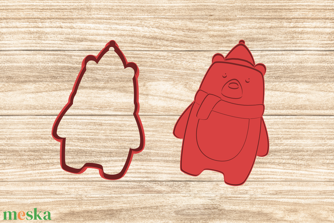 Medve sállal és sapkában sütikiszúró és pecsét - otthon & életmód - konyhafelszerelés, tálalás - sütés, főzés - sütikiszúró - Meska.hu