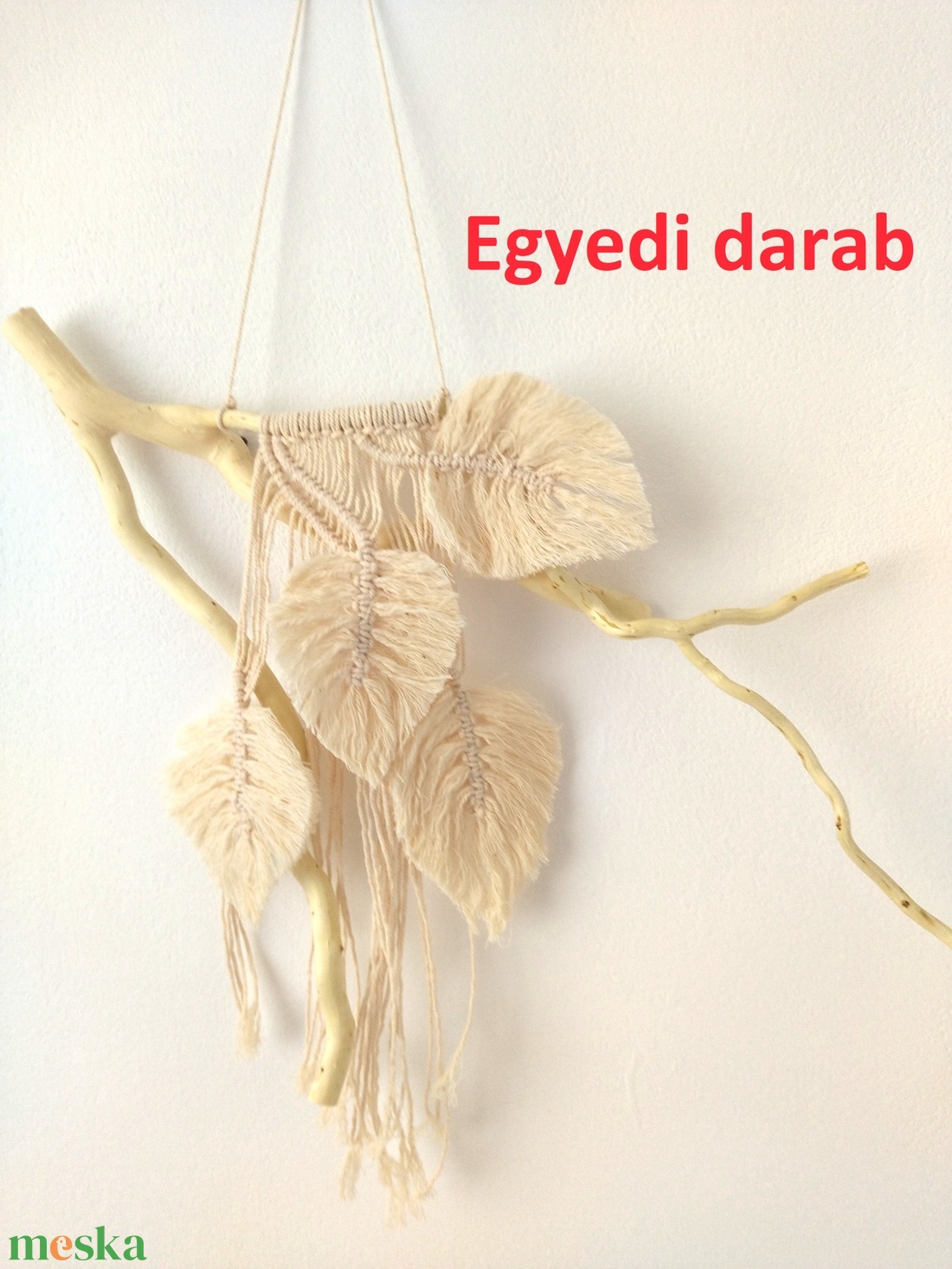 Egyedi makramé levél falidísz - otthon & életmód - dekoráció - fali és függő dekoráció - falra akasztható dekor - Meska.hu