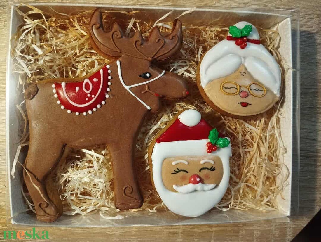 Díszdobozos Mikulás mézeskalács - karácsony - karácsonyi ajándékozás - karácsonyi képeslap, üdvözlőlap, ajándékkísérő - Meska.hu